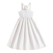 LUOGENLI Dress for Girls Girls' Sleeveless Strap Princess Party Dress White Summer Dress for Toddler \u0026 Kids Ages 7 12 Girls Easter Dresses Size 7 Fall White 7-8 Years